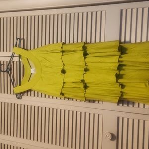 Newport green cotton layered sleeveless dress